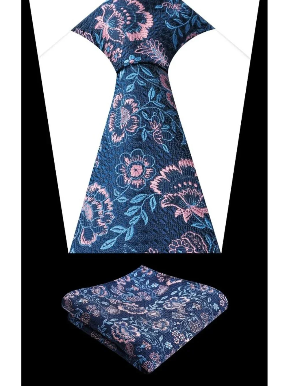 Colorful Flower Handkerchief & Necktie Set for Men - Stylish Accessory Gift